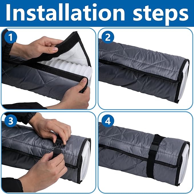 Quilting Air Conditioner Hose Cover, AC Insulated Hose Cover Wrap with 4 Adjustable Buckle Straps, Portable Air Conditioner