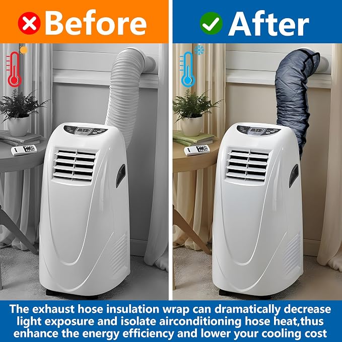 Quilting Air Conditioner Hose Cover, AC Insulated Hose Cover Wrap with 4 Adjustable Buckle Straps, Portable Air Conditioner