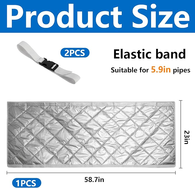 Quilting Air Conditioner Hose Cover, AC Insulated Hose Cover Wrap with 2 Adjustable Buckle Straps, Portable Air, alternate