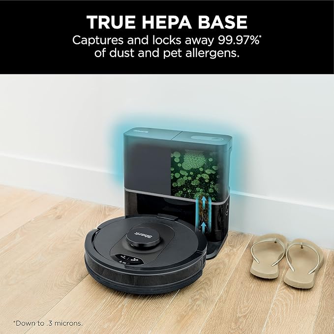 R-AV2501S HEPA Self-Empty Base, Bagless, 30-Day Capacity LIDAR Navigation Perfect for Pet Hair AI Robot Vacuum, Black