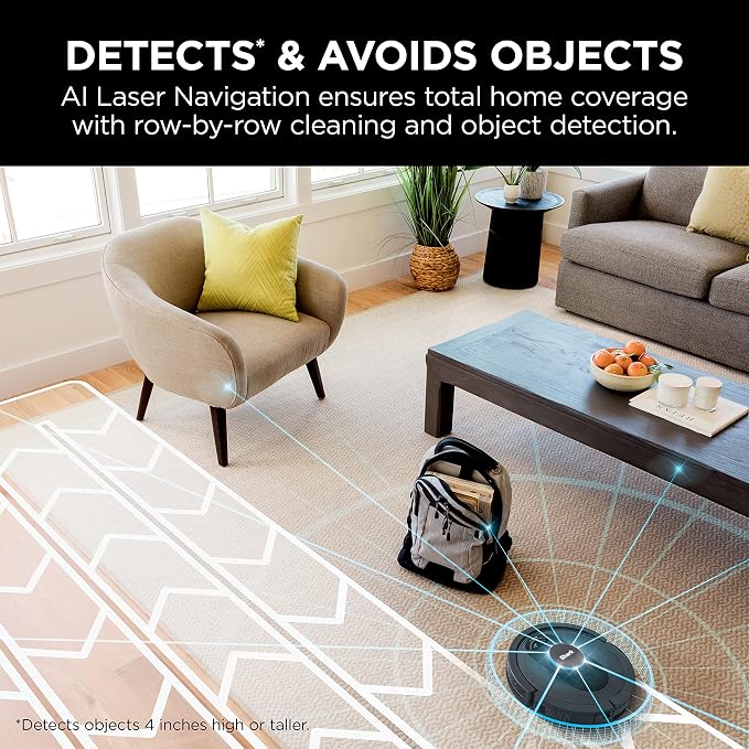 R-AV2501S HEPA Self-Empty Base, Bagless, 30-Day Capacity LIDAR Navigation Perfect for Pet Hair AI Robot Vacuum, Black