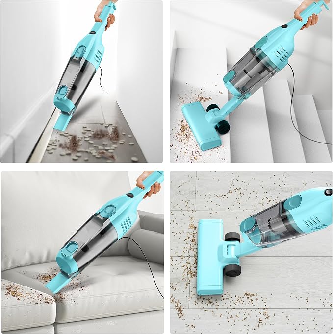 R6X Corded Stick Vacuum Cleaners for Home, 20Kpa Powerful Suction Stick Vacuum with 16Ft Cord, 2 in 1 Lightweight Vacuum