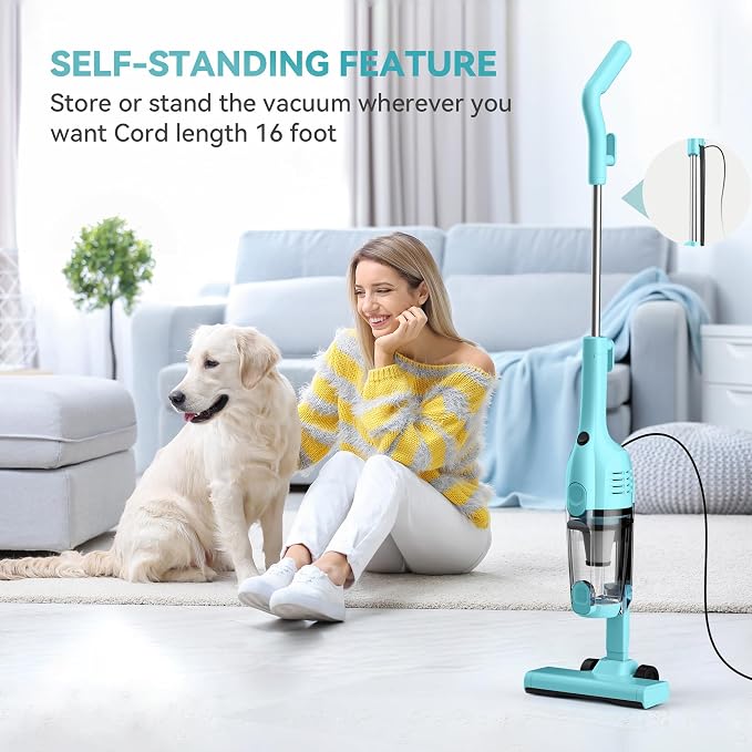 R6X Corded Stick Vacuum Cleaners for Home, 20Kpa Powerful Suction Stick Vacuum with 16Ft Cord, 2 in 1 Lightweight Vacuum