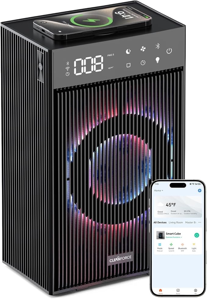 Rainbow Cube | World’s First 4-in-1 Space-saving Air Purifier with Bluetooth Speaker, product image