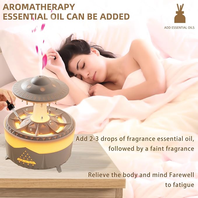 Raindrop Humidifier for Bedroom Large Room -Air Humidifiers and Aromatherapy Diffuser,Ultrasonic humidifier,Quiet humidifier