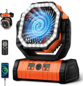 Rechargeable Battery Powered Fan, 20000mAh Portable Camping Fan with 360° Adjustable Head, 4 Speeds & LED Light, Quiet