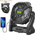 Rechargeable Portable Camping Fan for Tent with LED Light, 270°Pivot USB Personal Battery Powered Fan Outdoor Camping