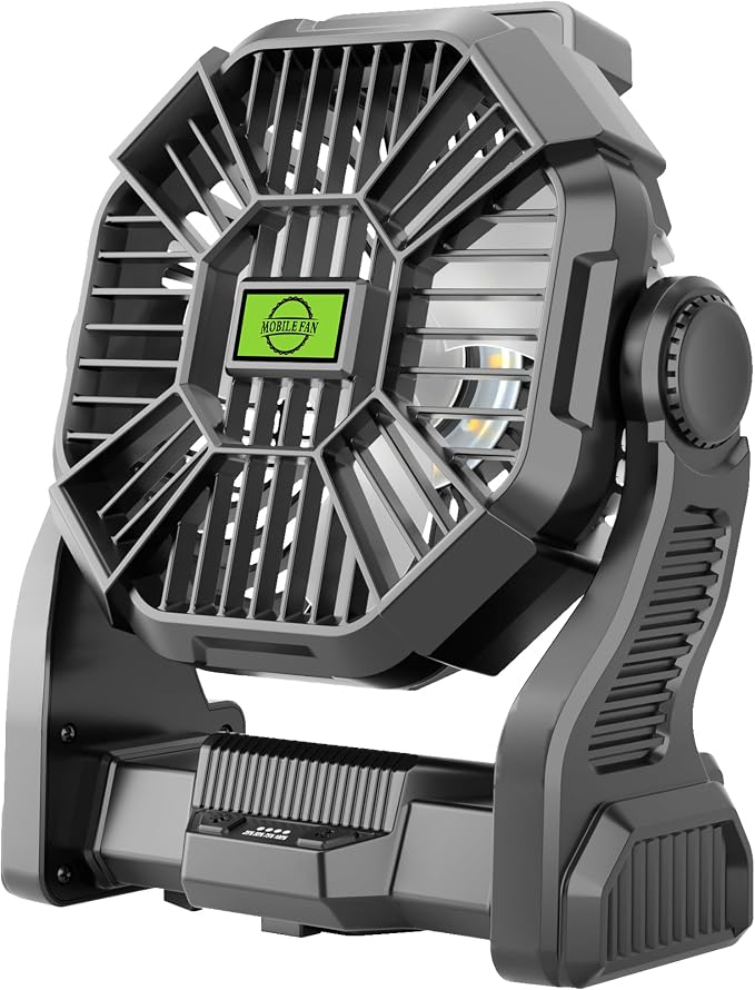 Rechargeable Portable Camping Fan for Tent with LED Light, 270°Pivot USB Personal Battery Powered Fan Outdoor Camping