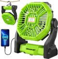 Rechargeable Portable Camping Fan for Tent with LED Light, 270°Pivot USB Personal Battery Powered Fan Outdoor Camping