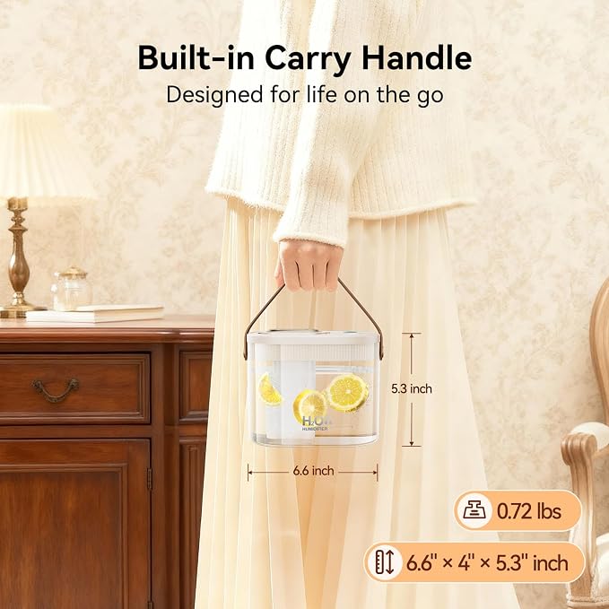 Rechargeable Portable Humidifier-Smart Display,Night Light,Easy Clean,1.4L Small Humidifiers for Bedroom Baby, alternate