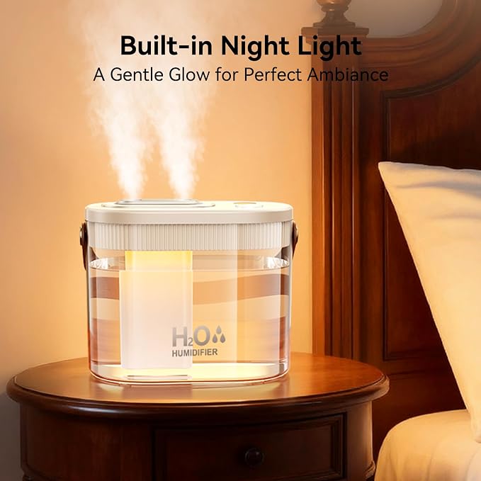 Rechargeable Portable Humidifier-Smart Display,Night Light,Easy Clean,1.4L Small Humidifiers for Bedroom Baby, alternate