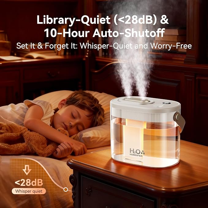 Rechargeable Portable Humidifier-Smart Display,Night Light,Easy Clean,1.4L Small Humidifiers for Bedroom Baby, alternate