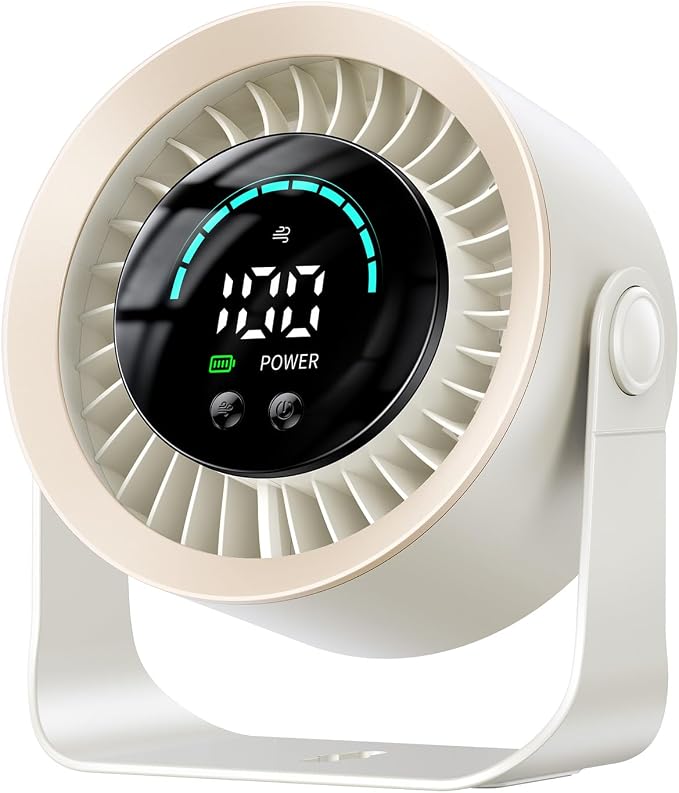 Rechargeable USB Desk Fan for Bedroom, 100 Speeds, 360° Rotation, Wall Mounted Design Small Portable Table Fan with LED