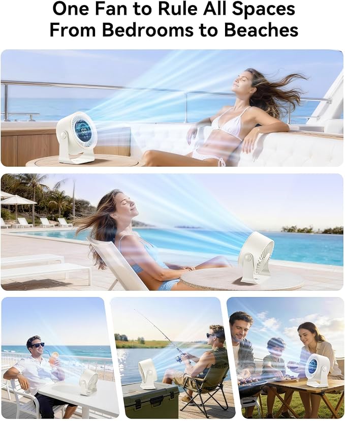 Rechargeable USB Desk Fan for Bedroom, 100 Speeds, 360° Rotation, Wall Mounted Design Small Portable Table Fan with LED