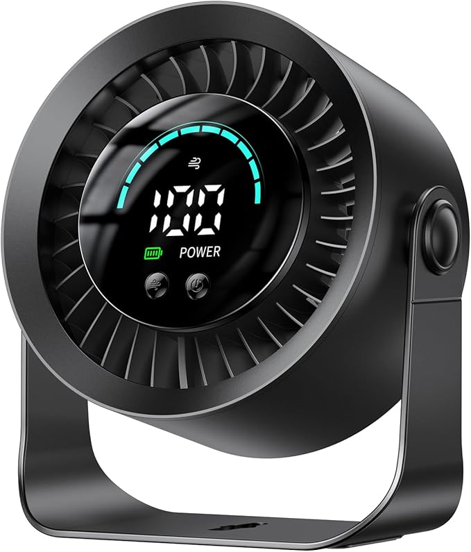Rechargeable USB Desk Fan for Bedroom, 100 Speeds, 360° Rotation, Wall Mounted Design Small Portable Table Fan with LED