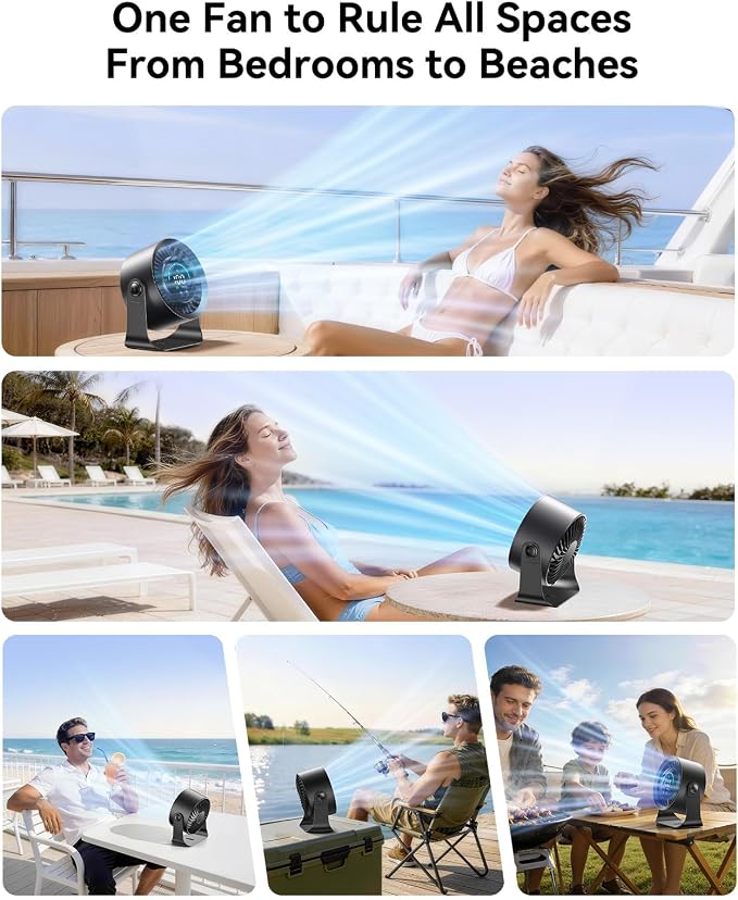 Rechargeable USB Desk Fan for Bedroom, 100 Speeds, 360° Rotation, Wall Mounted Design Small Portable Table Fan with LED