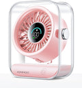 Rechargeable USB Desk Fan, Quiet Table Fan with Turbo Airflow, 100 Speeds, Digital Display, 90° Rotating, Small Battery