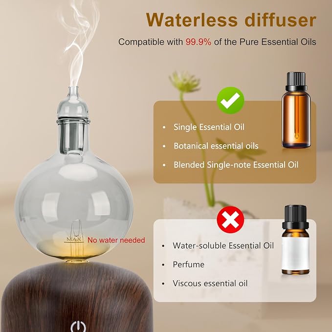 Rechargeable Waterless Essential Oil Diffuser, Aromatherapy Spray Glass Oil Diffuser, alternate product view 3