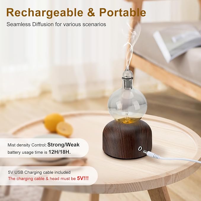 Rechargeable Waterless Essential Oil Diffuser, Aromatherapy Spray Glass Oil Diffuser, alternate product view 4