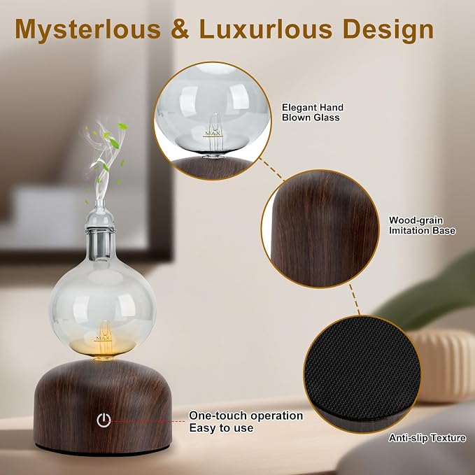 Rechargeable Waterless Essential Oil Diffuser, Aromatherapy Spray Glass Oil Diffuser, alternate product view 5