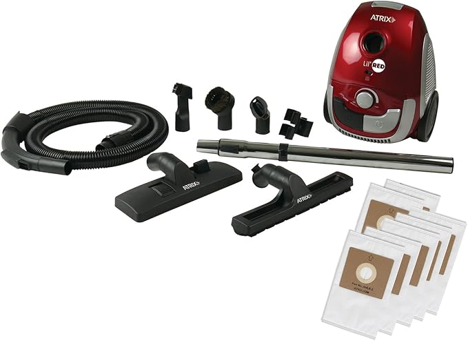 Red Lil Portable Canister Vacuum Cleaner – Bundle with Extra Filters, Lightweight, 3-Stage HEPA Filtration, 2-Quart Bag