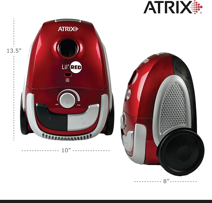 Red Lil Portable Canister Vacuum Cleaner – Bundle with Extra Filters, Lightweight, 3-Stage HEPA Filtration, 2-Quart Bag