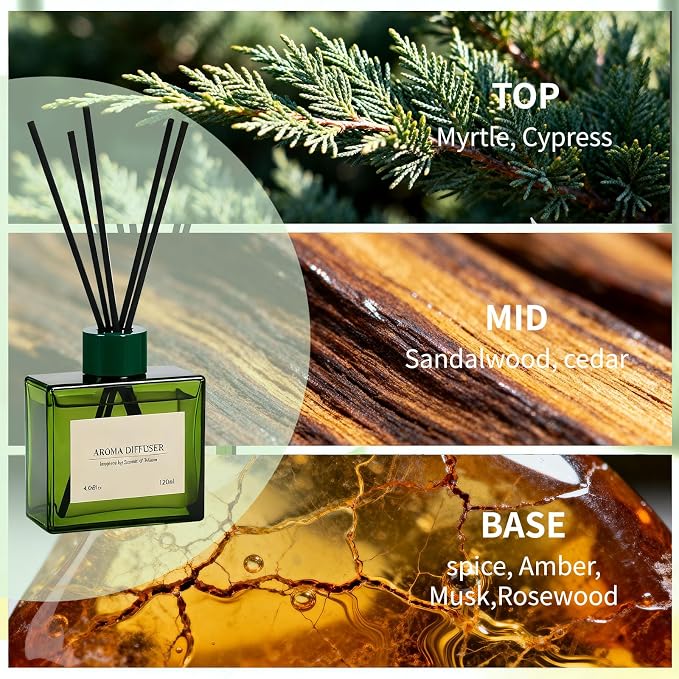 Reed Diffuser, 4 oz Earthy Sandalwood Scent Diffuser with 7 Sticks, Long Lasting Reed diffusers for Home, alternate product