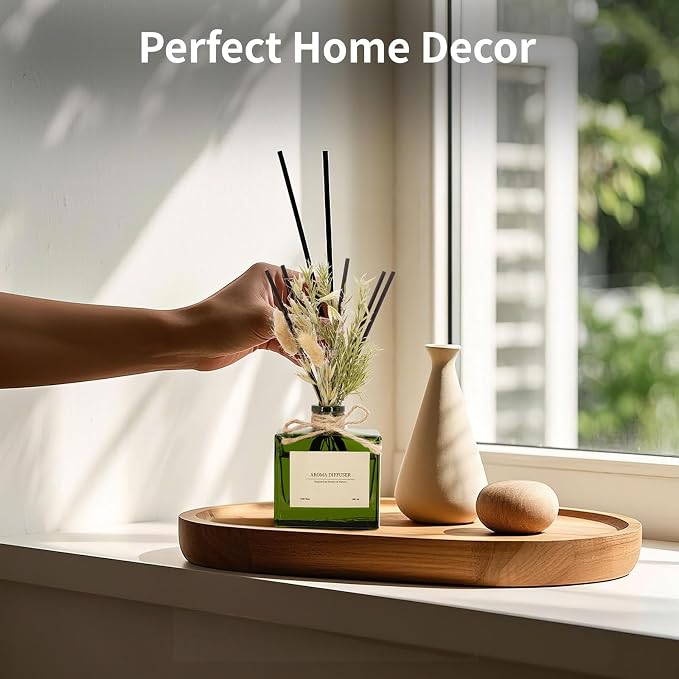 Reed Diffuser, 6.09 oz Ebony Rose Scent Diffuser with Sticks & Dried Flowers, 120 Days Long Lasting Reed diffusers for Home