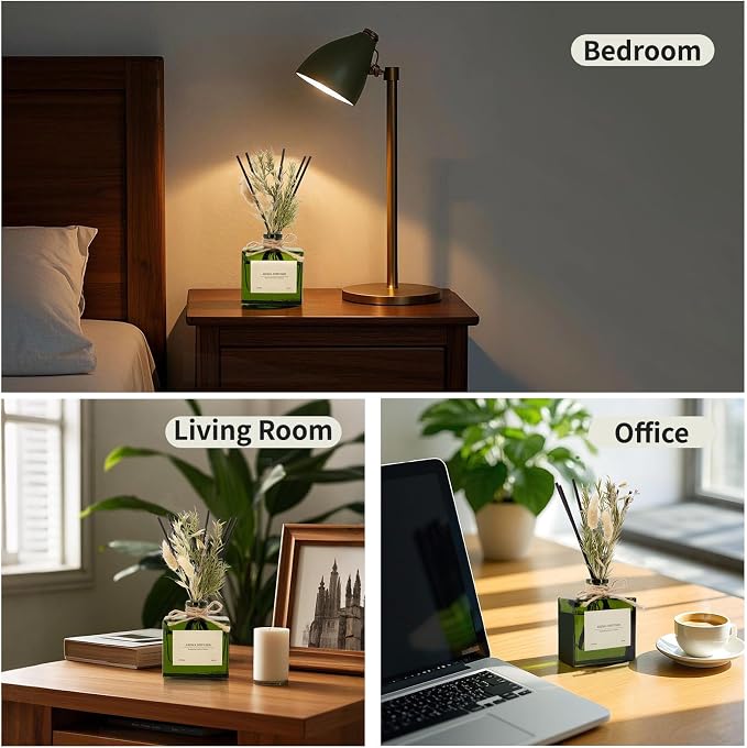 Reed Diffuser, 6.09 oz Ebony Rose Scent Diffuser with Sticks & Dried Flowers, 120 Days Long Lasting Reed diffusers for Home