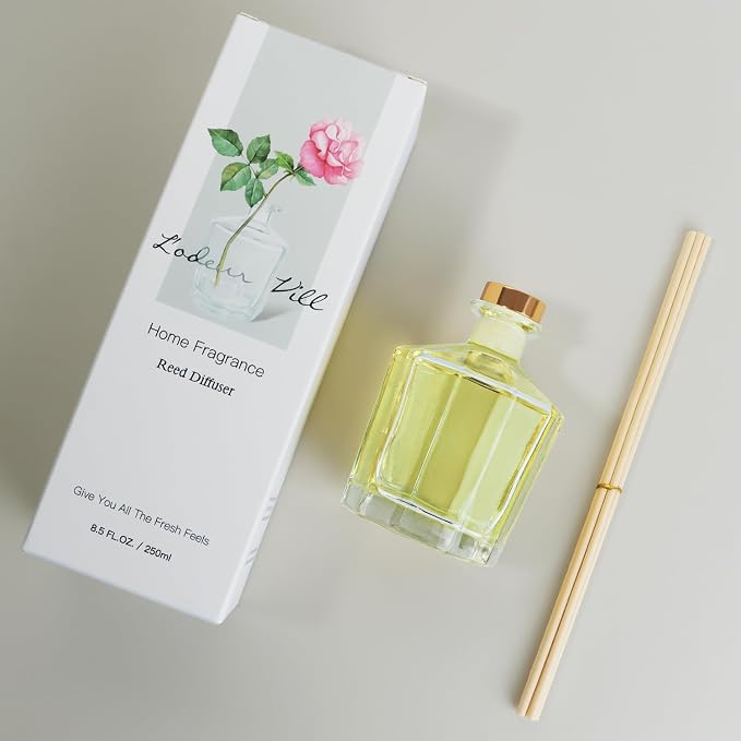 Reed Diffuser, 8.5 Oz(250ml)Jasmine & White Tea Bathroom Diffuser with 10 Sticks, alternate product view 5