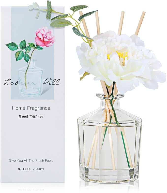 Reed Diffuser, 8.5 Oz(250ml) Red Rose Bathroom Diffuser with 10 Sticks, product image