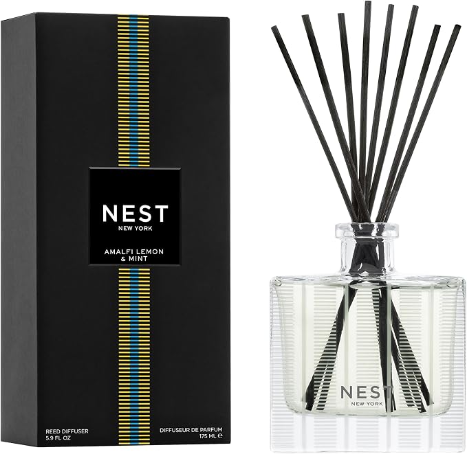 Reed Diffuser, Amalfi Lemon & Mint - 5.9 fl oz - Fragrance for Up to 90 Days - Reusable, Refillable Glass Holder, product
