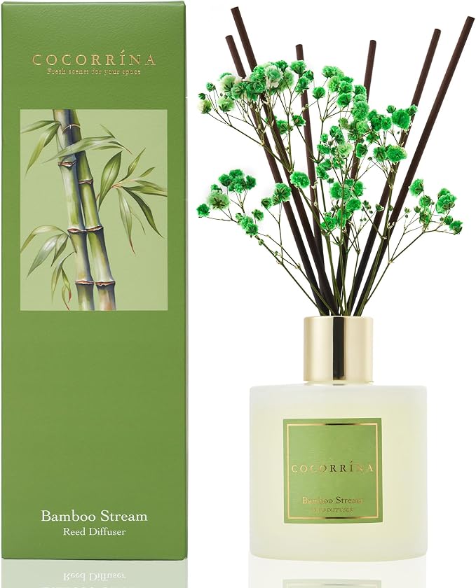 Reed Diffuser - Bamboo Stream Scented Diffuser with 8 Sticks Home Fragrance Reed Diffuser for Bathroom Shelf Decor, alternate