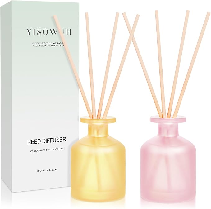 Reed Diffuser - BlackBerry Pineapple & Ebony Rose 3.38oz (100ml) 2 Packs Essential Oil Reed Diffuser Set with 16 Sticks