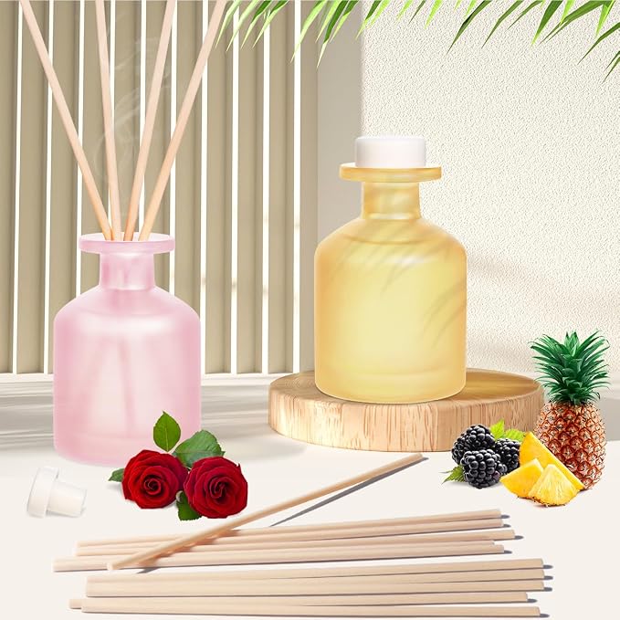 Reed Diffuser - BlackBerry Pineapple & Ebony Rose 3.38oz (100ml) 2 Packs Essential Oil Reed Diffuser Set with 16 Sticks