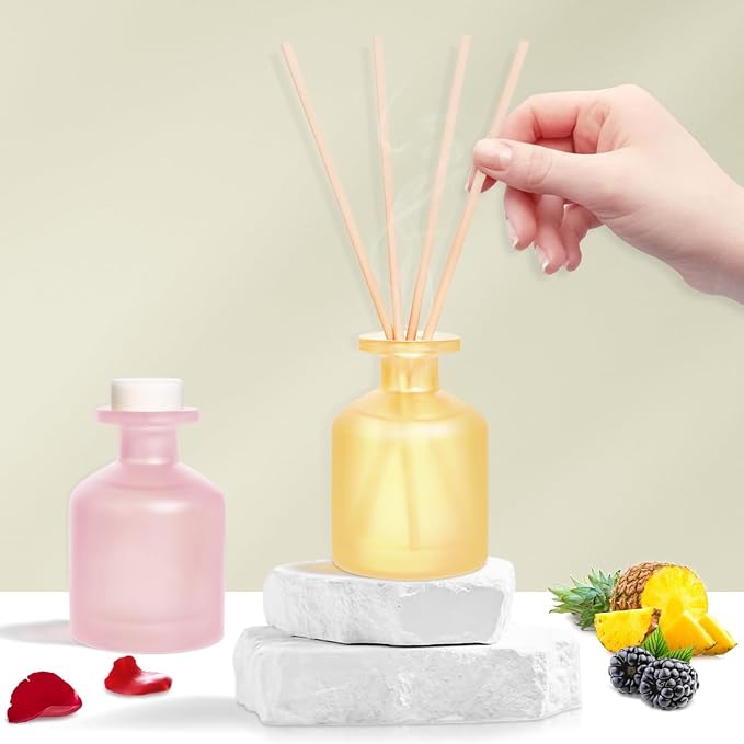 Reed Diffuser - BlackBerry Pineapple & Ebony Rose 3.38oz (100ml) 2 Packs Essential Oil Reed Diffuser Set with 16 Sticks