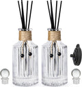 Reed Diffuser Bottle Set of 2 Glass Diffuser Bottles 8oz/250ml Empty Clear Decorative Bottle with Stoppers and Reed Sticks