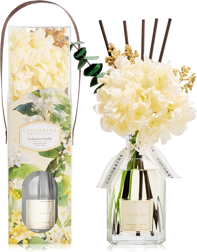 Reed Diffuser - Cashmere Vanilla 8.5 Fl.oz Flower Reed Diffuser with Sticks, product image