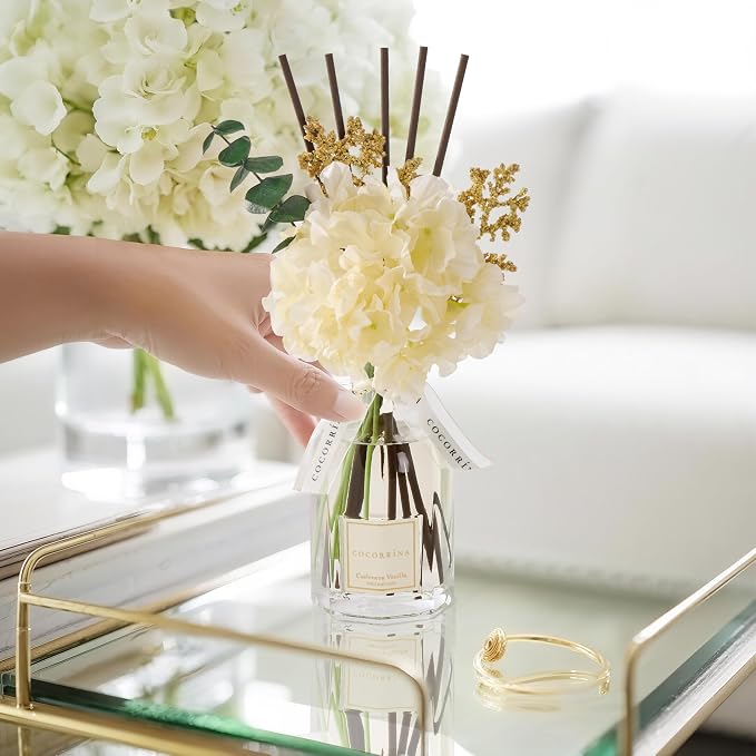 Reed Diffuser - Cashmere Vanilla 8.5 Fl.oz Flower Reed Diffuser with Sticks, alternate product view 5