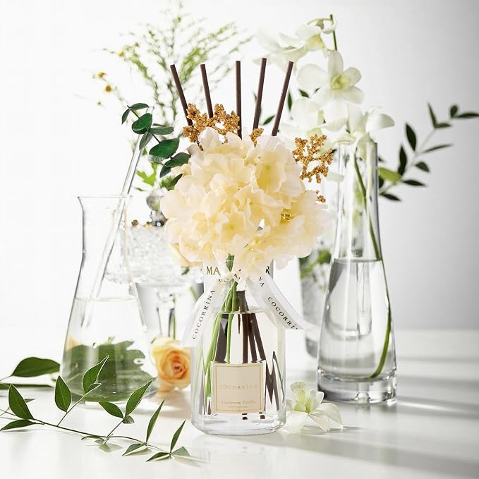 Reed Diffuser - Cashmere Vanilla 8.5 Fl.oz Flower Reed Diffuser with Sticks, alternate product view 6