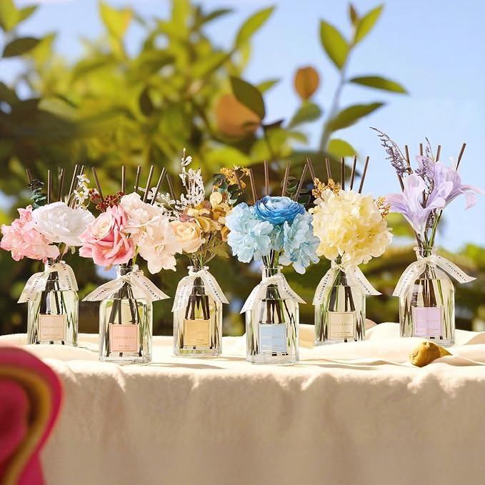 Reed Diffuser - Cashmere Vanilla 8.5 Fl.oz Flower Reed Diffuser with Sticks, alternate product view 8