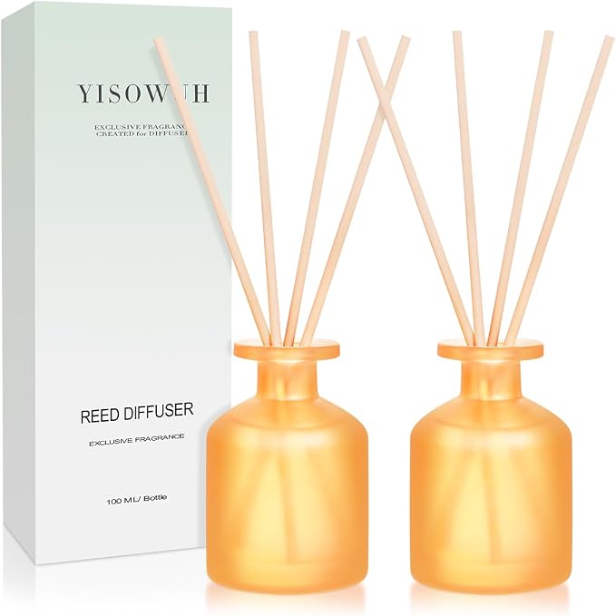 Reed Diffuser - Citrus 3.38oz (100ml) 2 Pack Essential Oil Reed Diffuser Set with 8 Sticks, Long Lasting Fragrance for Home