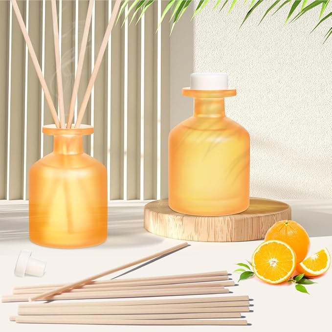 Reed Diffuser - Citrus 3.38oz (100ml) 2 Pack Essential Oil Reed Diffuser Set with 8 Sticks, Long Lasting Fragrance for Home