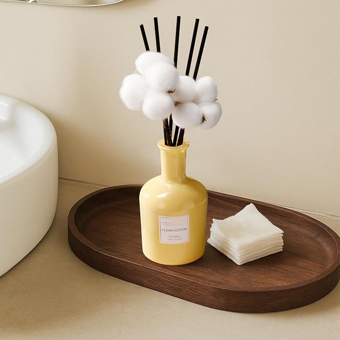 Reed Diffuser – Clean Cotton Scent, 6.76 oz Essential Oil with Sticks & Real Cotton, alternate product view 4