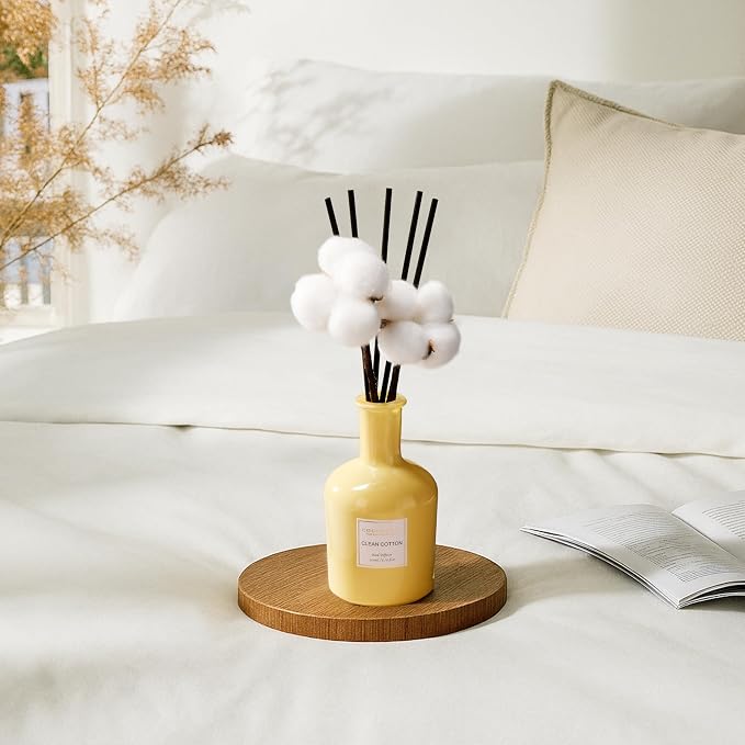 Reed Diffuser – Clean Cotton Scent, 6.76 oz Essential Oil with Sticks & Real Cotton, alternate product view 6