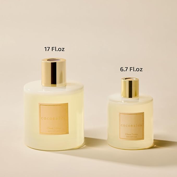 Reed Diffuser - Clean Linen 17 Fl.oz Reed Diffuser with 8 Sticks Scented Diffuser with Preserved Flowers for Bathroom Home