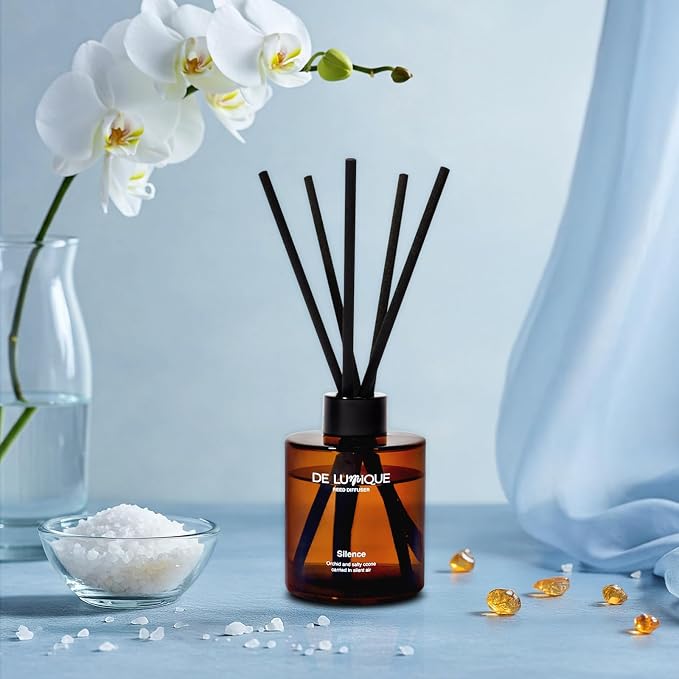 Reed Diffuser for Bathroom – Aroma Bathroom Diffuser with Sticks – Long Lasting Salty Ozonic & Orchid Scent – Home Fragrance