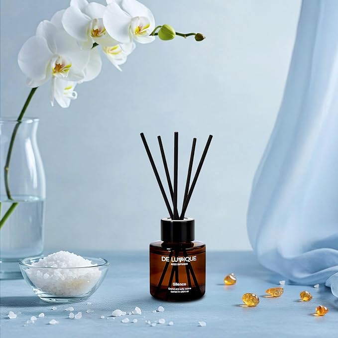 Reed Diffuser for Bathroom – Bathroom Diffuser with Sticks, Salty Ozonic & Orchid Scent, Long-Lasting Aroma, Premium