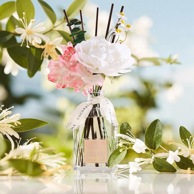 Reed Diffuser - Gardenia & Lily 8.5 Fl.oz Flower Reed Diffuser with Sticks, alternate product view 3