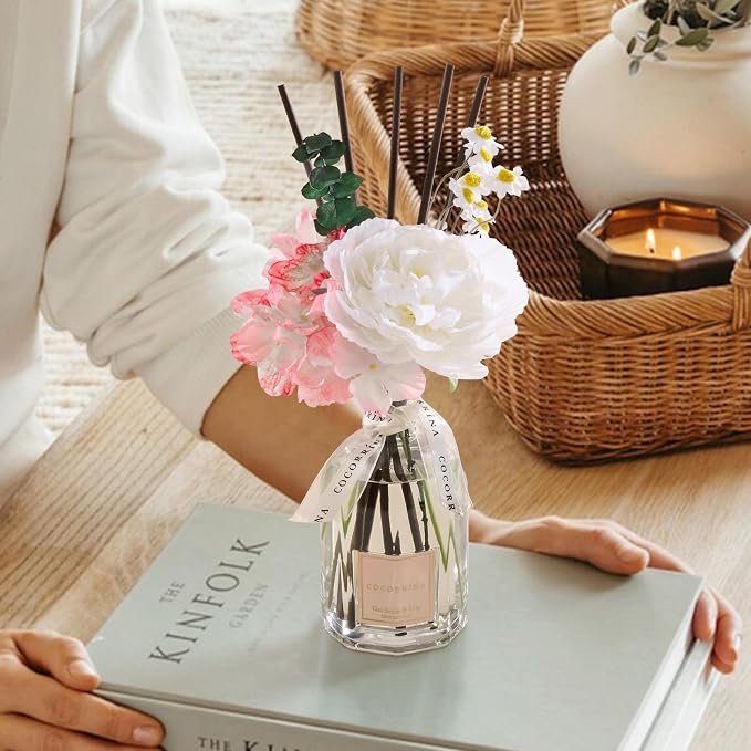 Reed Diffuser - Gardenia & Lily 8.5 Fl.oz Flower Reed Diffuser with Sticks, alternate product view 5